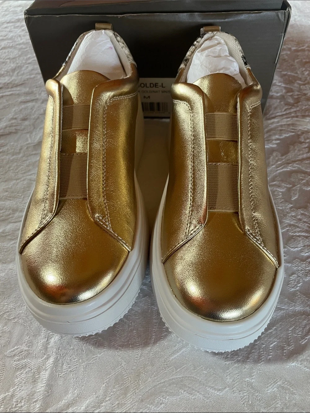 Paolo Metallic Gold Slip-On Platform Sneakers for women New In Box Sz 8M